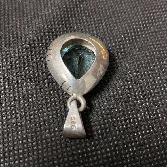 Vintage Sterling 925 silver & Aquamarine stone pendant with Necklace with bag - Picture 9 of 13